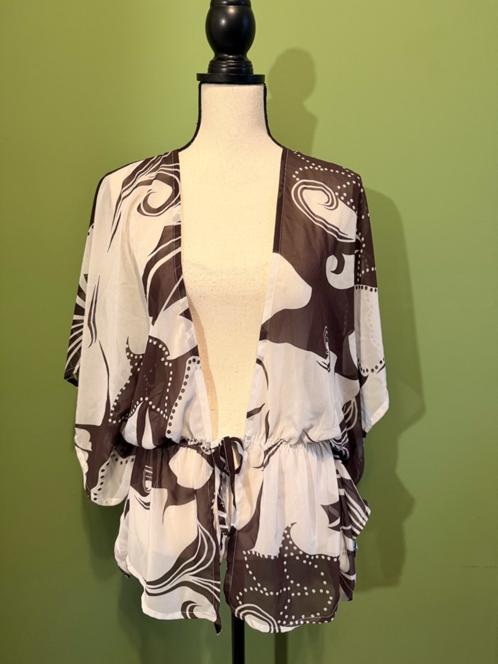 Marks & Spencer Cream and Brown Floral Print Scarf Top